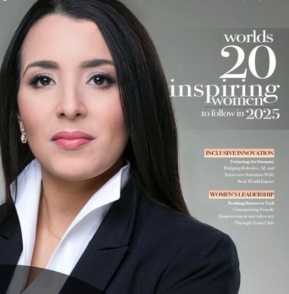 Dr. Leila Mekacher auf dem Titelbild von AllAroundWorlds.com, World's 20 Inspiring Women to Follow in 2025